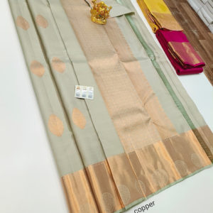 Latest Design Pure Kanjivaram Fancy Silk Saree Light Pista Color w/ Blouse