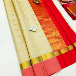 New Design Pure Soft Silks Saree Cream Color w/ Blouse
