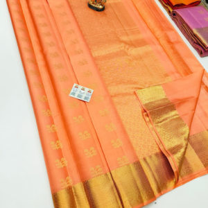 Pure Soft Silks Saree Light Orange Color w/ Blouse