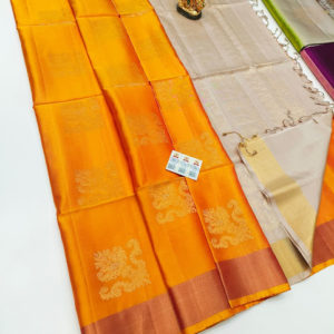 Latest Design Pure Soft Silks Saree Mango Yellow Color w/ Blouse
