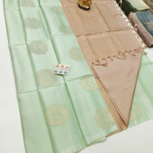 New Design Pure Soft Silks Saree Light Pista Color w/ Blouse