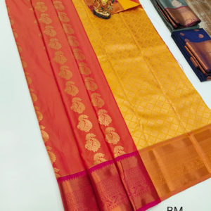 Unique Design Butta Mphoss Saree Apple Red Color w/ Blouse
