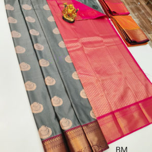 Unique Design Butta Mphoss Saree Gray Color w/ Blouse