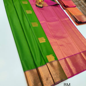 Unique Design Butta Mphoss Saree Green Color w/ Blouse