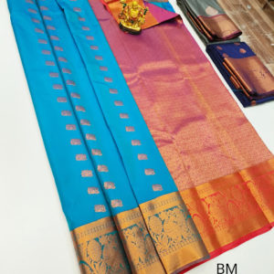Butta Mphoss Saree Sky Blue Color w/ Blouse