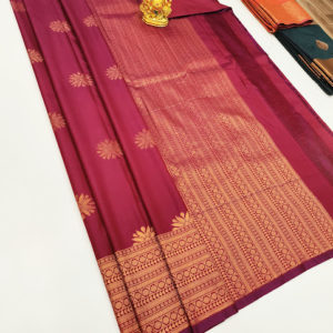 High Fancy Kanjivaram Silk Saree Mix Apple Red Color w/ Blouse