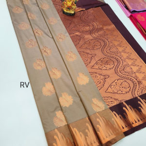 High Fancy Kanjivaram Silk Saree Mix Gray Color w/ Blouse