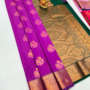 High Fancy Kanjivaram Silk Saree Mix Magenta Color w/ Blouse