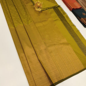 Trendy Design High Fancy Kanjivaram Silk Saree Mix Olive Green Color w/ Blouse