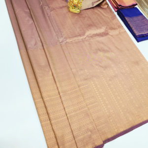 New Design High Fancy Kanjivaram Silk Saree Mix Peach Color w/ Blouse
