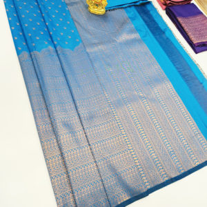 High Fancy Kanjivaram Silk Saree Mix Sky Blue Color w/ Blouse