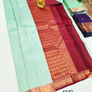 Trendy Design K.M.D Soft 75% Pure Silk Saree Light Pista Color w/ Blouse