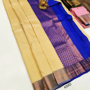 New Design K.M.D Soft 75% Pure Silk Saree Light Sandal Color w/ Blouse