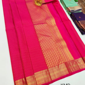 Unique Design K.M.D Soft 75% Pure Silk Saree Magenta Color w/ Blouse