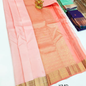 Unique Design K.M.D Soft 75% Pure Silk Saree Peach Color w/ Blouse