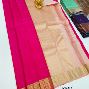 Trendy Design K.M.D Soft 75% Pure Silk Saree Pink Color w/ Blouse