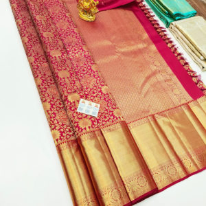 Trendy Design Kanjivaram Pure Wedding Silk Saree Apple Red Color w/ Blouse
