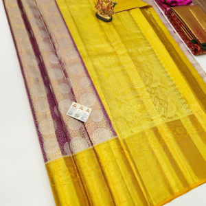 Unique Design Kanjivaram Pure Wedding Silk Saree Chocolate Color w/ Blouse