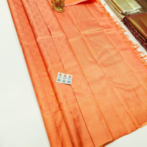 Kanjivaram Pure Wedding Silk Saree Fanta Orange Color w/ Blouse