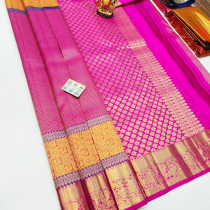 Trendy Design Kanjivaram Pure Wedding Silk Saree Pink Color w/ Blouse