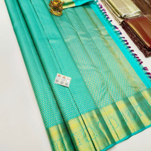 Latest Design Kanjivaram Pure Wedding Silk Saree Rama Blue Color w/ Blouse