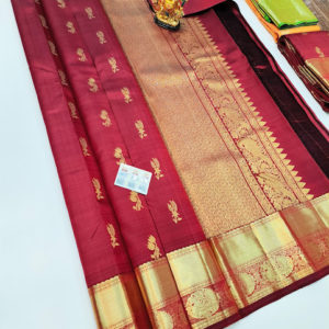 Latest and Trendy Design Pure Kanjivaram Fancy Silk Saree Apple Red Color w/ Blouse