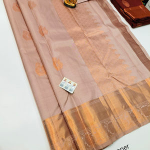Latest Design Pure Kanjivaram Fancy Silk Saree Copper Color w/ Blouse