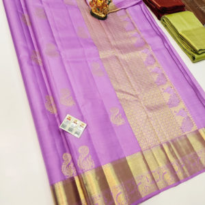 Unique Design Pure Kanjivaram Fancy Silk Saree Lavender Color w/ Blouse
