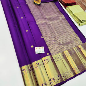 Unique Design Pure Kanjivaram Fancy Silk Saree Purple Color w/ Blouse