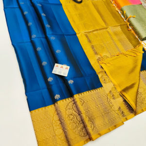 New Design Pure Silk Saree Blue Color w/ Blouse