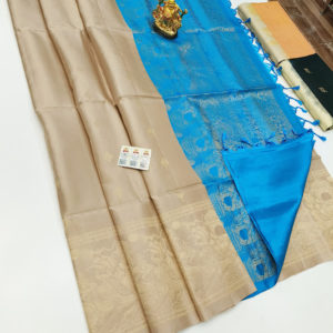 Trendy Design Pure Soft Silk Saree Cream Color w/ Blouse