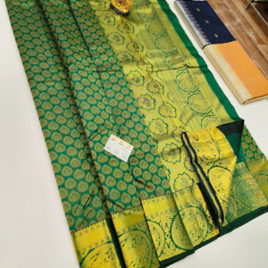 New Design Pure Soft Silk Saree Green Color w/ Blouse