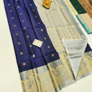 Trendy Design Pure Soft Silk Saree Ink Blue Color w/ Blouse