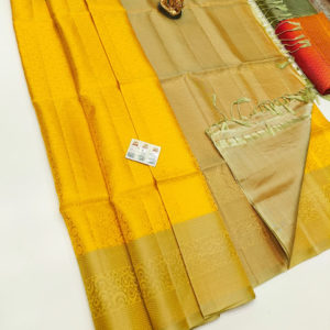 Latest Design Pure Silk Saree Lemon Yellow Color w/ Blouse