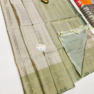 Trendy Design Pure Silk Saree Light Gray Color w/ Blouse