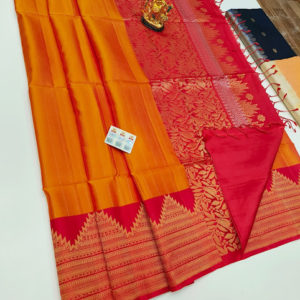 New Design Pure Soft Silk Saree Mango Yellow Color w/ Blouse