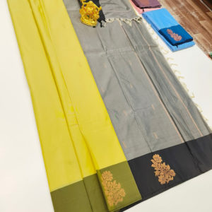 Trendy Semi Soft Silk Saree Light Weight Lemon Yellow Color w/ Blouse