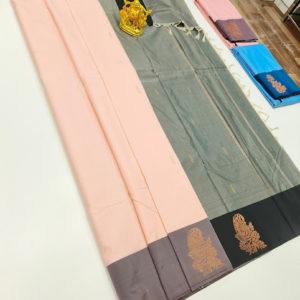 Semi Soft Silk Saree Light Weight Light Peach Color w/ Blouse