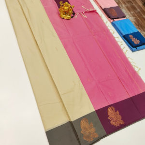 Semi Soft Silk Saree Light Weight Off White Color w/ Blouse