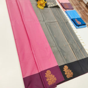 Semi Soft Silk Saree Light Weight Rose Color w/ Blouse