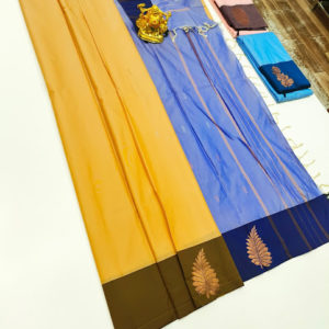 Semi Soft Silk Saree Light Weight Yellow Color w/ Blouse