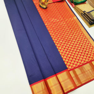 Trendy Design High Fancy Kanjivaram Silk Saree Mix Ink Blue Color w/ Blouse