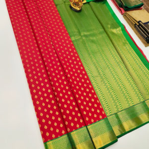 High Fancy Kanjivaram Silk Saree Mix Red Color w/ Blouse