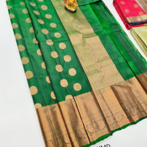 Trendy Design K.M.D Soft 75% Pure Silk Saree Green Color w/ Blouse