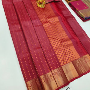 New Design K.M.D Soft 75% Pure Silk Saree Kumkum Red Color w/ Blouse