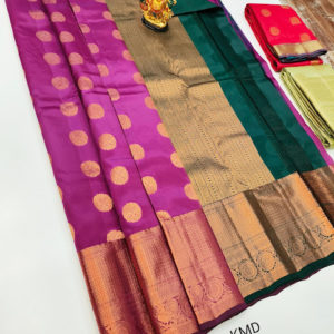 K.M.D Soft 75% Pure Silk Saree Magenta Color w/ Blouse