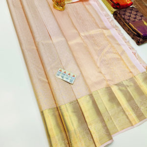 New Design Kanjivaram Pure Wedding Silk Saree Light Rose Color w/ Blouse