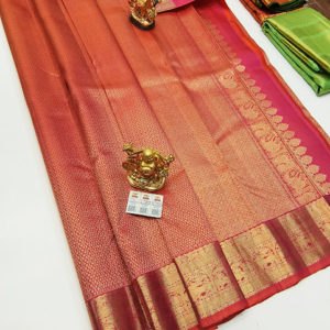 Unique Design Kanjivaram Pure Wedding Silk Saree Pink Color w/ Blouse