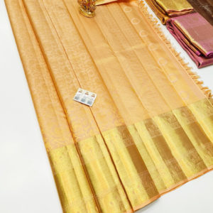 Kanjivaram Pure Wedding Silk Saree Sandal Color w/ Blouse