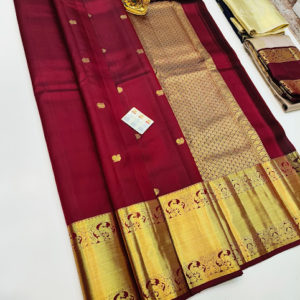Trendy Design Pure Kanjivaram Fancy Silk Saree Apple Red Color w/ Blouse